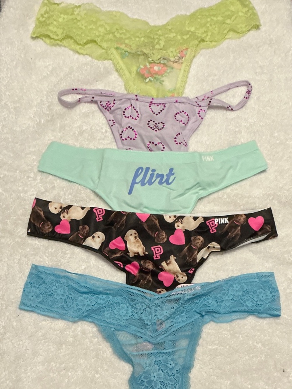 PINK Victoria's Secret Thong Panty set of 5 pairs